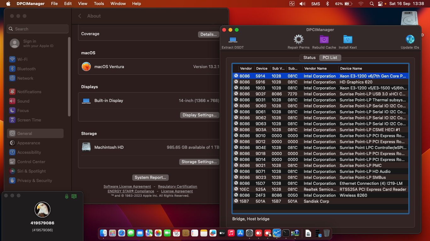 Dell Latitude 7490 6th [KabyLake R + Intel UHD 620 + I2C]   OpenCore 1